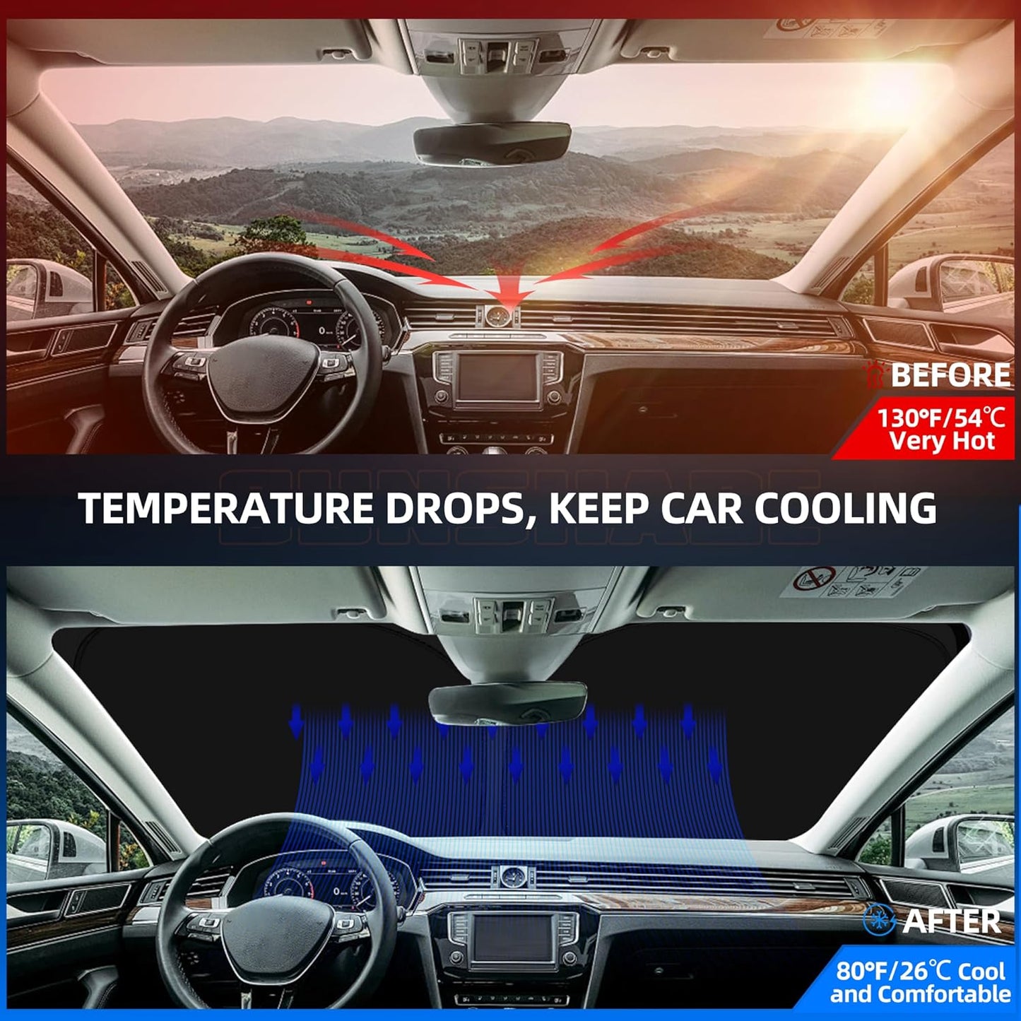 Windshield Sun Shade for Toyo-ta Tundra (Limited, SR5, Platinum, TRD Pro) 2022-2025 2026 Foldable Sunshade Custom Fit Front Window Car Interior Accessories Protector Blocks UV Rays
