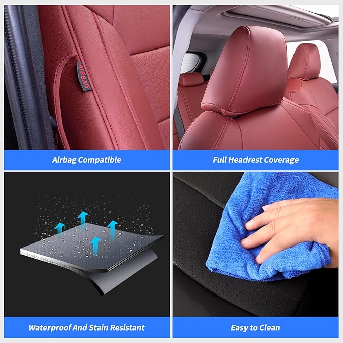 coverdream 2026 Rav4 Seat Covers Custom Fit for 2026 Toyota Rav4 Hybrid (LE,XLE Premium) SUV,Full Set Luxury Waterproof Leather Car Seat Protector