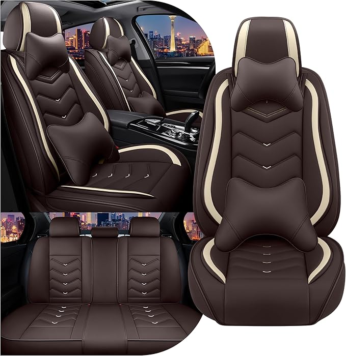 CTDS Car Seat Covers for Nissan Altima 2001-2026, Stylish Sport Seat Cover, Premium Nappa Leather Car Seat Cover. Automobile Seat Covers Sets.(Luxury 5 Seats/Coffee Color)
