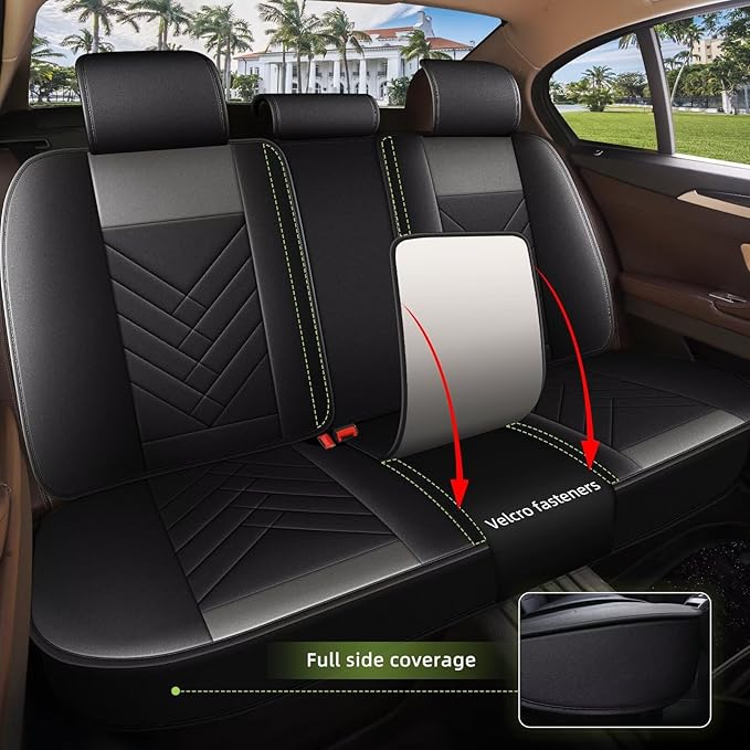 AOMSAZTO Car Seat Covers Full Set for Toyota Corolla 2000-2019: Faux Leather Automotive Seat Cover Waterproof Compatible Airbag(5 Seats, Black&Grey)