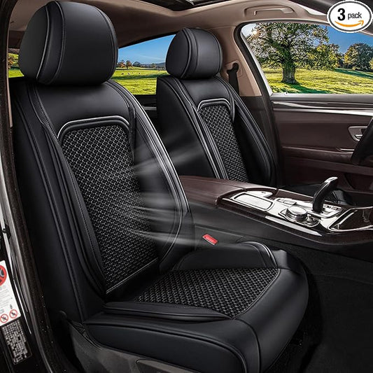 Car Seat Covers for Mazda CX5 CX-5 2013-2025 2026, Breathable Cooling Ice Silk Leather Car Seat Covers, 5 Seats Full Set Vehicle Seat Protector Seat Cushion Auto Accessories (Black)