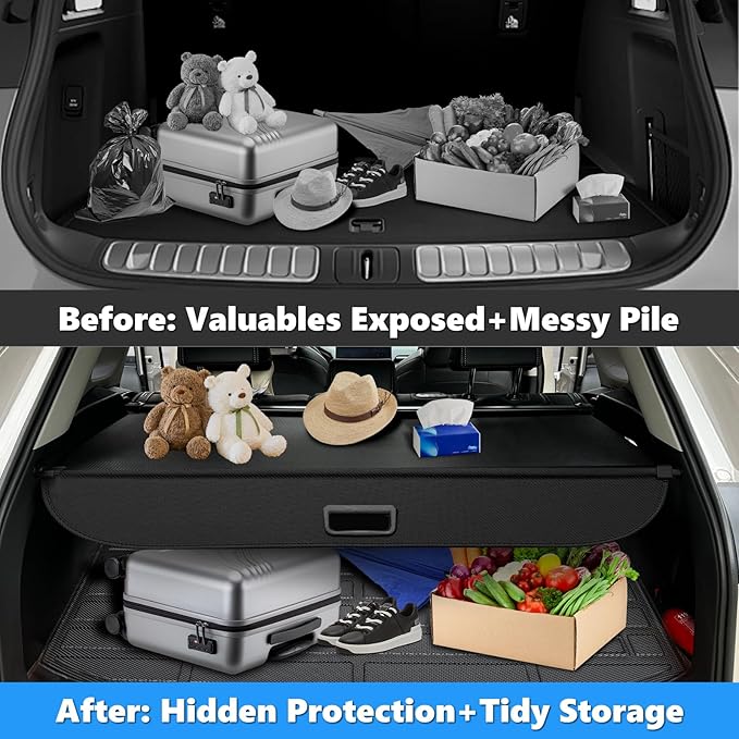 MIALUTY® Cargo Cover for 2008-2014 Hyundai Tucson Retractable Trunk Cover Tucson Accessories Anti-Peeping Anti-Theft Privacy Screen,Trunk Luggage Shield Shade Carbon Fiber Texture