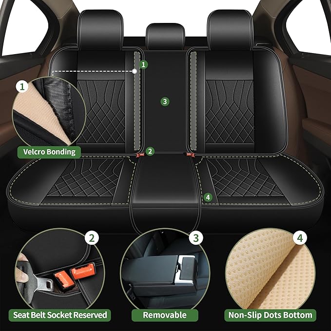Bling Diamond Embroidered Seat Covers for Subaru Forester 2007-2025 2026, Full Set 5 Seats, Sparkle Rhinestone Breathable Perforated Faux Leather Car Seat Covers for Women (Black)