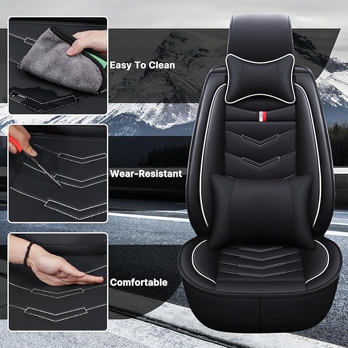 Car Seat Cover 8 Seats for Hyundai Palisade 2020-2025, Durable Wear Resistant Waterproof Sport Seat Cover, Breathable No Odor Premium Leather Vehicle Seat Covers.(Luxury,Black White)