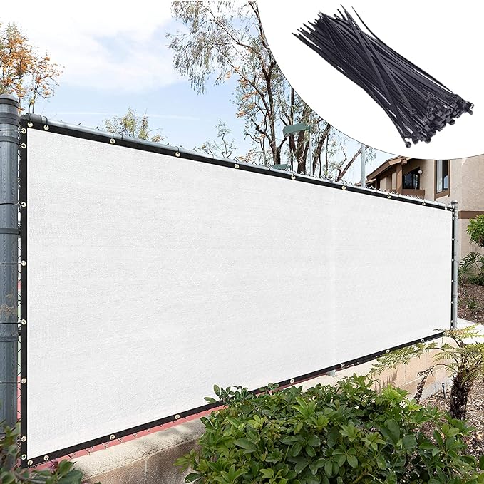 Royal Shade Custom Size 5' x 7' White Fence Privacy Screen Windscreen Cover Netting Mesh Fabric Cloth - Cable Zip Ties Included (We Make Custom Size)