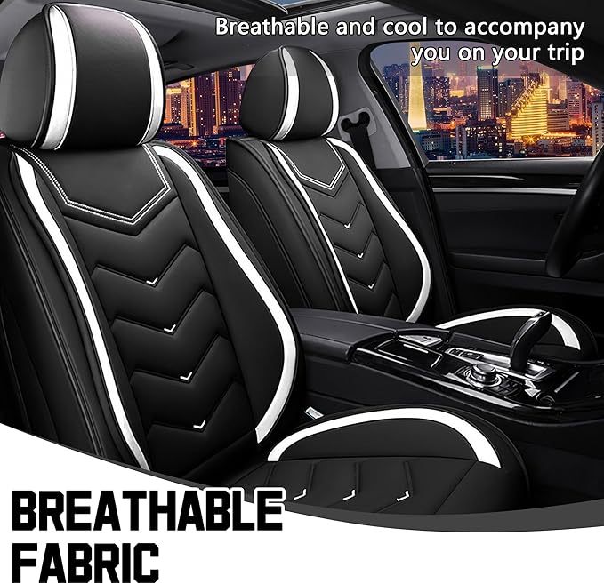 CTDS Car Seat Covers for Mazda CX-5 CX-3 CX-7 CX-9 CX-50 CX-30 CX-70 CX-90 2007-2026, Stylish Sport Seat Cover, Premium Nappa Leather Car Seat Cover.(Standard 2 Seats/Black White)