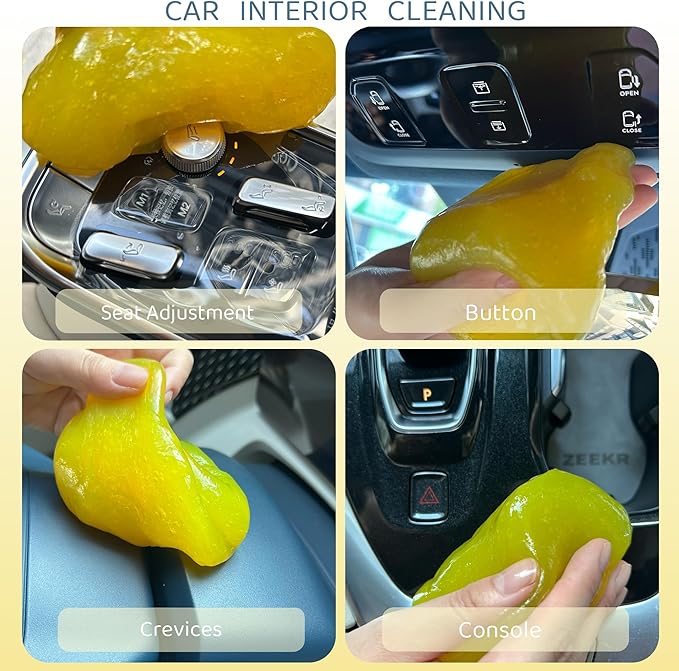 2-Pack Car Cleaning Gels Car Interior Cleaner Putty Slime Auto Detailing Tools Universal Dust Removal Cleaning Kit for Car Accessories Vents 3C Office Scented Yellow