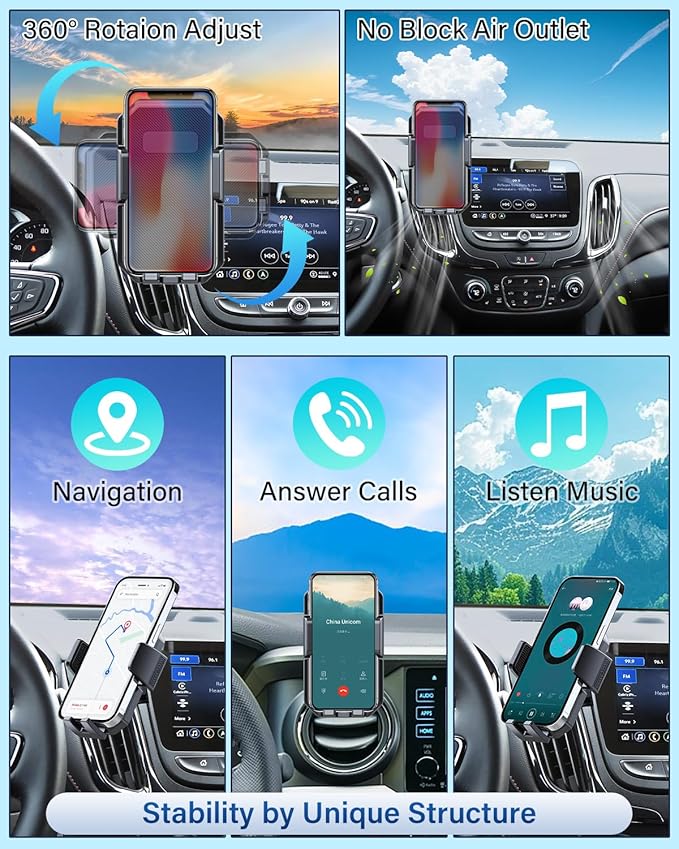 PZK Car Phone Mount for Toyota Camry 2007 2008 2009 2010 2011 Accessories Custom Air Vent Car Phone Holder Auto Lock Hands Free 360° Rotation Cell Phone Automobile Cradles