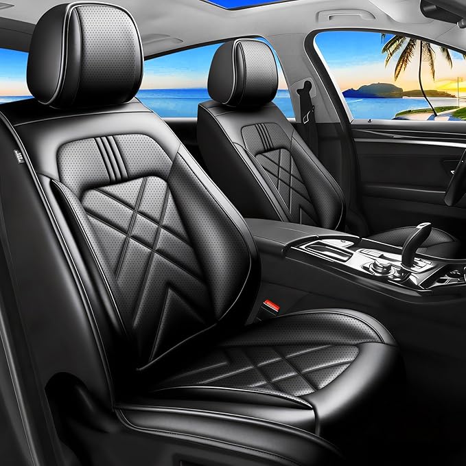 CX-30 Car Seat Covers Custom Fit for Mazda CX-30 2020-2026, Full Coverage Premium Leather Waterproof Breathable Seat Covers, Automotive Seat Protectors, Airbag Compatible(2 Front Seats, Black)