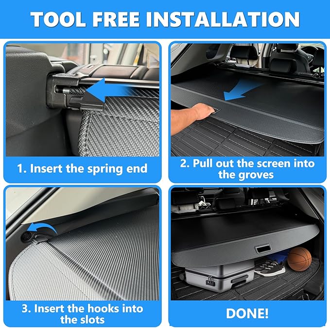 MIALUTY® Cargo Cover for 2023-2026 Honda CRV Retractable Trunk Cover CRV Accessories Anti-Peeping Anti-Theft Privacy Screen,Trunk Luggage Shield Shade Carbon Fiber Texture