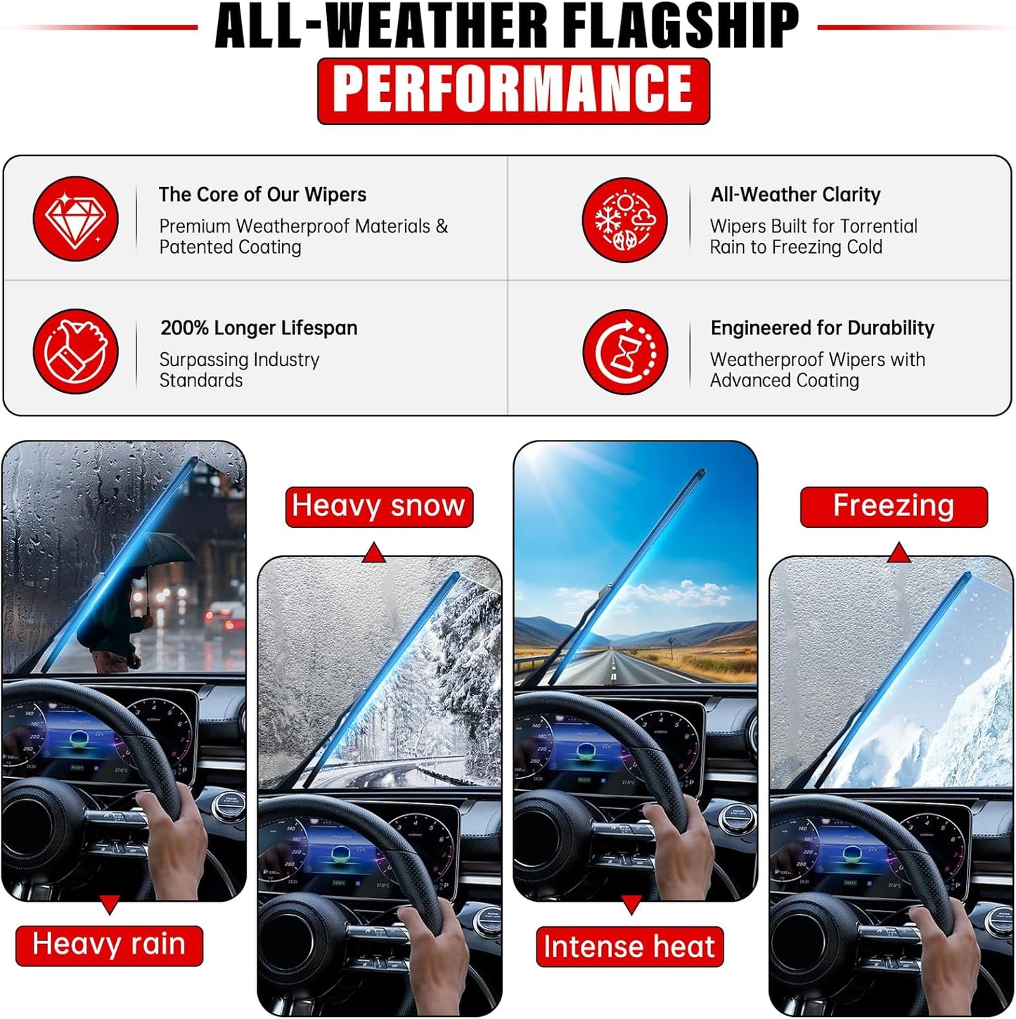 Windshield Wiper Blades Replacement for Chevrolet Chevy Equinox 2018 2019 2020 2021 Original Factory Quality Front Rear Wipers Blade Set for My Car - 24" 18" 13" (Pack of 3)