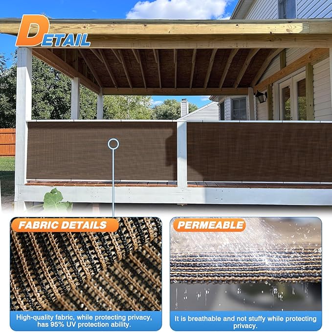 TANG Sun Shade Fabric Roll 8'x55' Shade Cloth for Garden Brown HDPE Mesh Shading Pergola Cover Replacement Canopy, 95% Blockage Sunshades for Outdoor Patio Backyard Plant