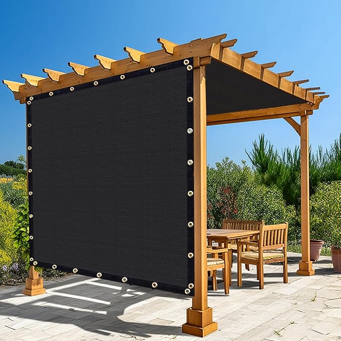 Amagenix 90% Shade Fabric 8'X 16' Black Sun Shade Cloth with Grommets for Pergola Replacement Shade Cover Canopy, Heavy Duty, Cable Zip Ties Included (We Customized)