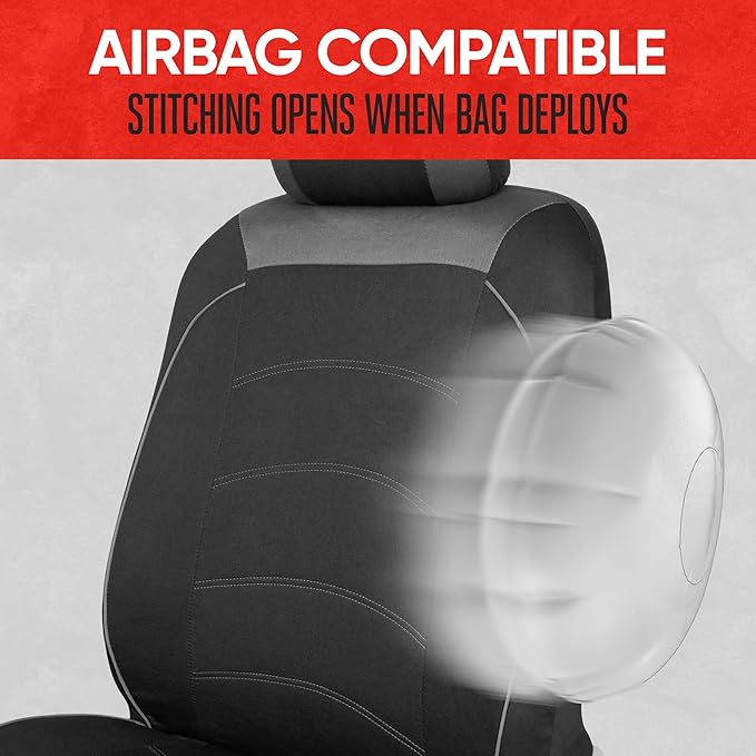 Motor Trend Black Cloth Car Seat Covers for Front Seats – Premium Automotive Bucket Seat Covers, Made for Vehicles with Removable Headrests, Interior Covers for Car Truck Van SUV Seat Protector