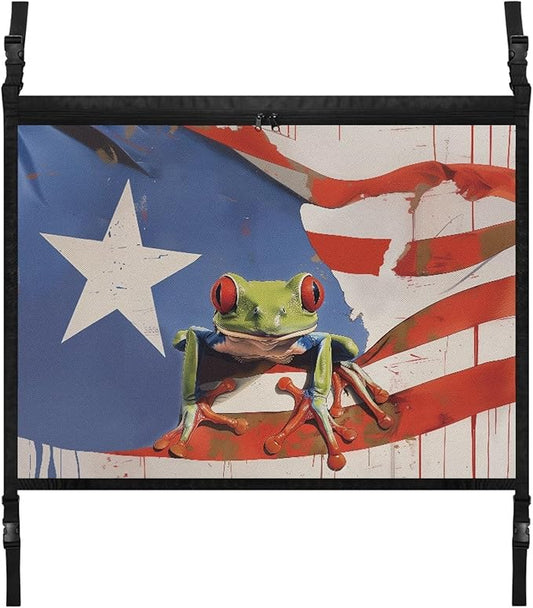 NDISTIN Funny Frog Car Ceiling Storage Net Adjustable Car Ceiling Cargo Net Pocket Puerto Rico Mesh Interior Car Roof Cargo Net Universal Fit for SUV Truck Van Auto Accessory Decor