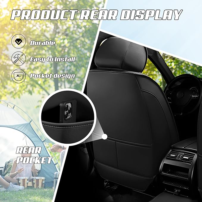 Car Seat Covers Fit for Toyota rav4 2000-2026, Stylish Sport Seat Covers, Waterproof Wear-Resistant Premium Nappa Leather Car Seat Cover.(Full Set/Black White)