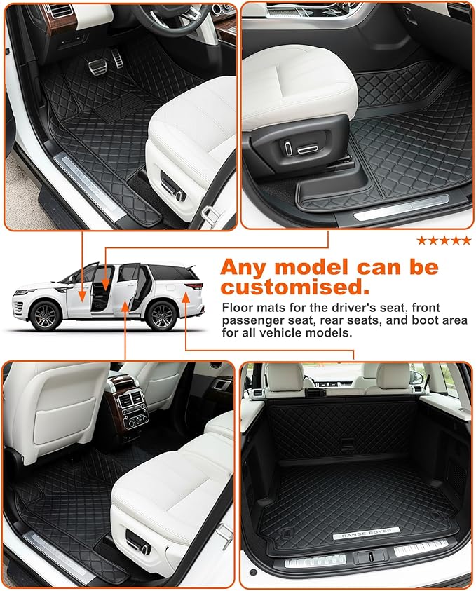All-Weather car Floor MATS-Suitable for 99% of car Models,Leather car mat, offering Personalized Embroidery and Multiple Color Options,Provide Protection for car Rug (Dark Brown)