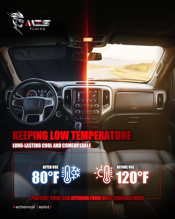 MZS Windshield Sun Shade Compatible with Kona 2024-2026, Foldable Car Front Window Sunshade with Storage Pouch, SUV Sun Visor Shield Accessories for Interior Protector