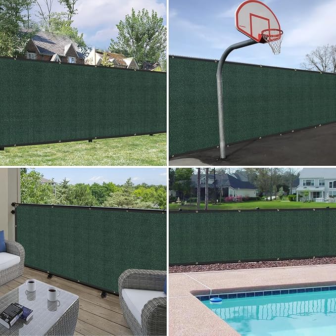 Windscreen4less Privacy Fence Screen Heavy Duty Windscreen Fencing Mesh Fabric Shade Net Cover for Outdoor Wall Garden Yard Pool Deck, 8'x246' Green