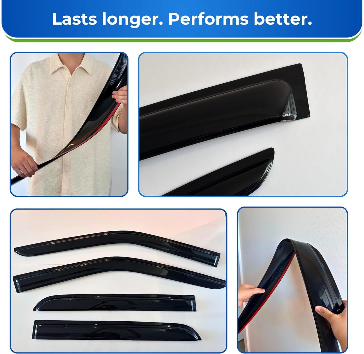 KPY Window Visor Compatible with Ford Escape 2013-2019, 4PC Rain Guard Side Window Vent Deflectors Tape-On Mugen Style, 2013 2014 2015 2016 2017 2018 2019
