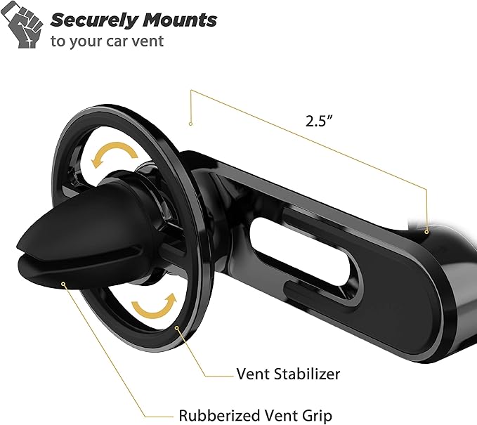 Scosche MM2VP2SR-SP MagicMount Pro FreeFlow Magnetic Car Phone Holder - Strong Magnet Mount for iPhone and Android - Secure Magnetic Cell Phone Air Vent Mount - Universal 360° Mobile Cellphone Holder
