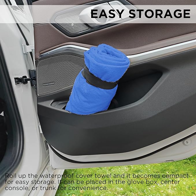 Waterproof Seat Cover Towel, Premium Sweat Carseat Protector, Perfect for Universal Anti-Slip Car Truck SUV Seat, Great for Surfing Yoga Gym Workout, Royal Blue