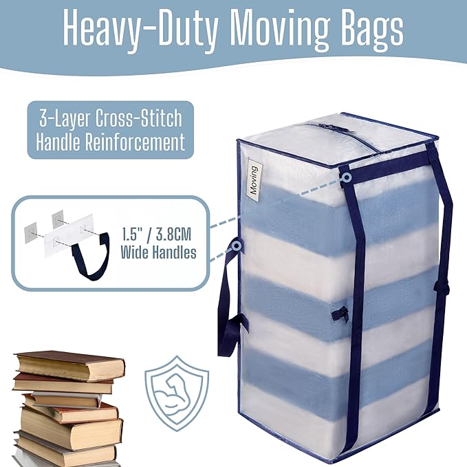 VENO 10 Pack Heavy Duty Moving Bags with Backpack Straps, Zippers & Handles, Extra Large Packing Bags for College Dorm Essentials, Moving Supplies Alternative to Cardboard Moving Boxes