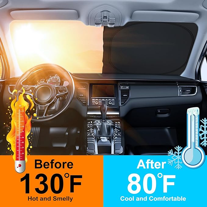 Windshield Sun Shade Custom Fit for 2016-2022 BMW X1 F48 Accessories Foldable Sunshade Sun Blocker Protect Car from Sun Rays & Heat Damage Keep Car Cooler