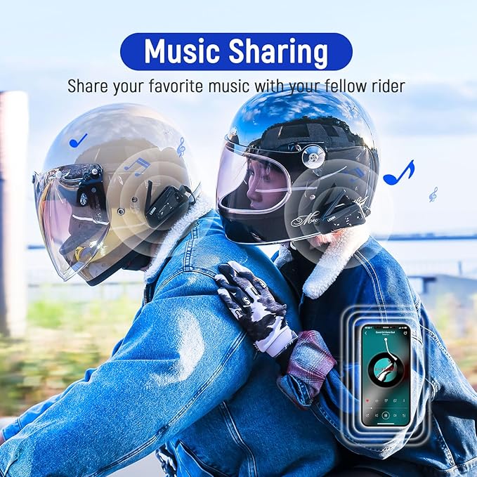 LEXIN MeshCom Motorcycle Bluetooth Headset, 24 Riders Mesh Helmet Communication System with Audio Multitasking/Music Sharing/1100mAh Battery/FM Radio/Noise Reduction/IP67 Waterproof, 1 Pack