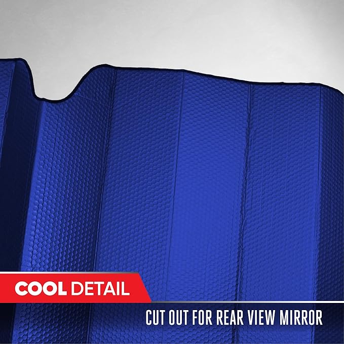 Motor Trend Front Windshield Sun Shade - Accordion Folding Auto Sunshade for Car Truck SUV - Blocks UV Rays Sun Visor Protector - Keeps Your Vehicle Cool - 58 x 24 Inch (Blue)