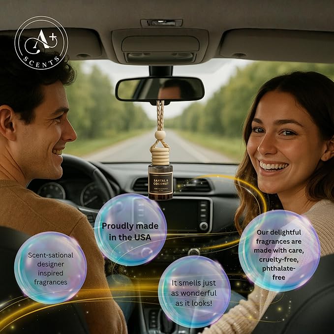 Invigorating Coffee Scented Car Freshener with Luxurious Design - Lasts up to 60 days (Espresso Shot) - A+ Scents Car Hanging Diffuser