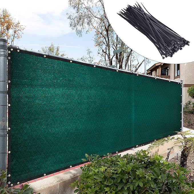 Royal Shade Custom Size 6' x 53' Green Fence Privacy Screen Windscreen Cover Netting Mesh Fabric Cloth - Cable Zip Ties Included (We Make Custom Size)