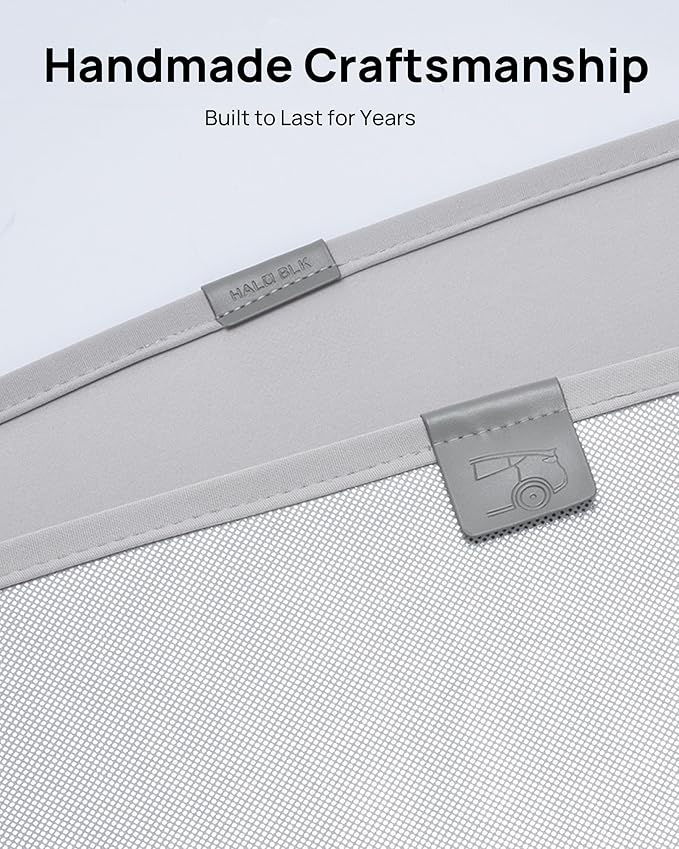 HALOBLK Non-Sag Glass Roof Sunshade with Storage Bag Designed for Model 3, Foldable Sunroof Shade with Heat Insulation Cover for 2021-2023 Model 3 (Gray)