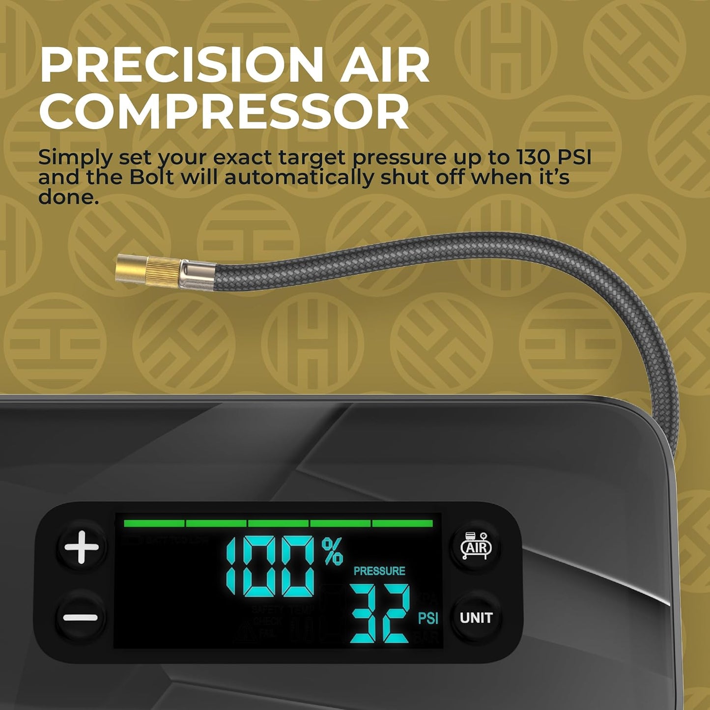 HALO Bolt Ultimate 3 Portable Car Battery Jump Starter | 130 PSI Air Compressor, 55.5Wh USB Power Bank, Large Display, Emergency Floodlight & Charger, Jumps Cars SUVs & Trucks, Inflates Tires — Specks