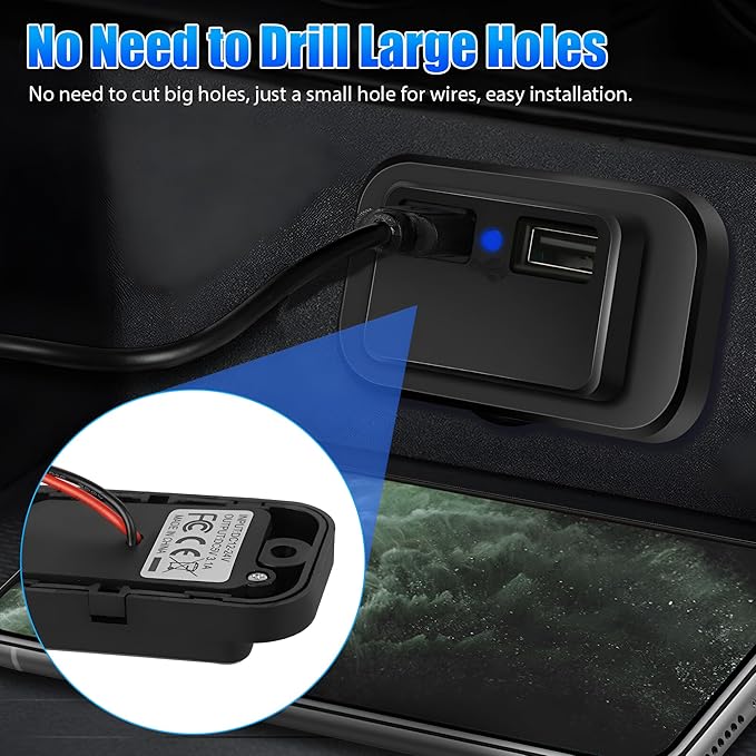 12V USB Outlet Automotive USB Port Panel Mount 12V USB Charger Multi Port Switch Panel Car Charger Socket Power Dual Port 12V 24V Quick Car Charger for Cars Bus ATV RV Boat Truck, 3.1A