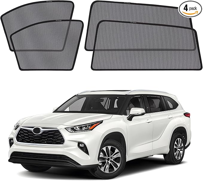 XCBYT Car Window Shades for 2021-2025 Highlander Sun Shade for Car Baby Side Window with Breathable Mesh Blocking 99% UV Glare and Privacy Protection Safe Driving for Napping Camping (4 PCS)