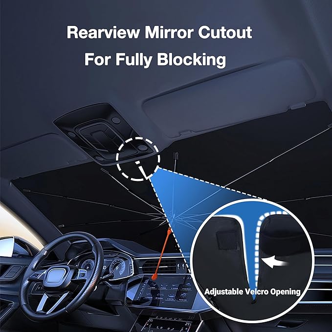 CHILL·TEK Funny Animal Car Windshield Sun Shade Umbrella, Funny Crocodile Car Sun Shade Umbrella, Block UV Rays Heat Foldable Windshield Umbrella Sun Visor Protector - Keep Vehicle Cool for Cars SUV