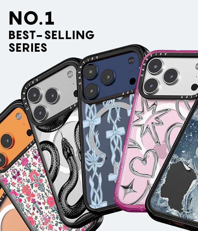 CASETiFY Impact iPhone 17 Pro Case [Slim/Compatible with Magsafe / 8.2 ft. 4X Military Grade Drop Protection] - Leopard Cherries - Clear Black