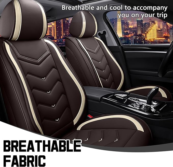CTDS Car Seat Covers for Jeep Grand Cherokee L 2021-2026, Stylish Sport Seat Cover, Premium Nappa Leather Car Seat Cover. Automobile Seat Covers Sets.(Standard 2 Seats/Coffee Color)