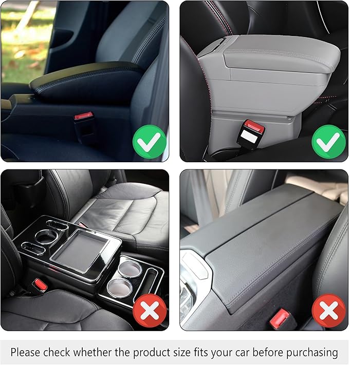 Upgraded Car Center Console Cover,Microfiber Leather Car Armrest Cover Cushion with 2 Storage Bags,Universal Car Armrest Storage Box Car Interior Accessories Fit Most Cars (Orange)