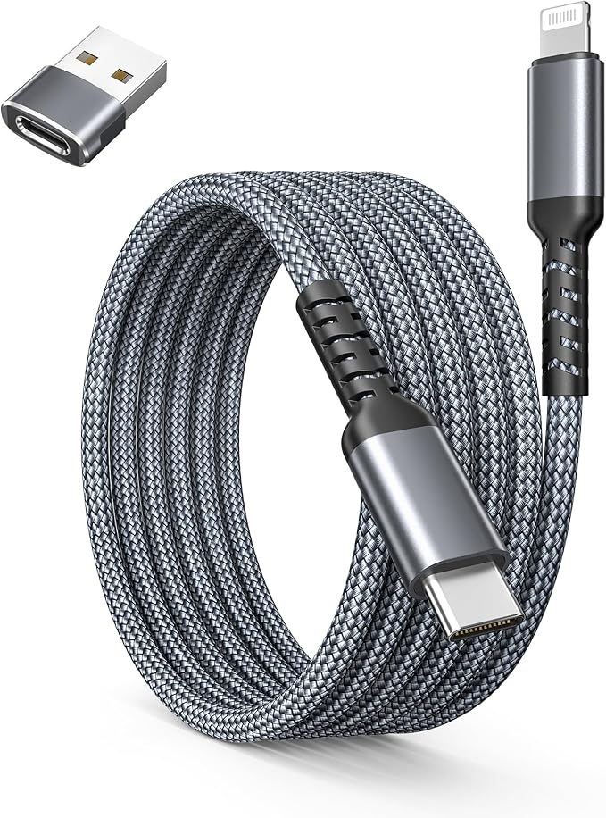Basesailor iPhone 14 13 Pro Max Charger Cable 10FT,USB C to Lightning Cable with USB A Adapter,Fast Car Charging Power Cord for Apple 12 11 Plus XS XR 8 7 6 Plus 5 SE,iPad 9 9th 8 8th Generation