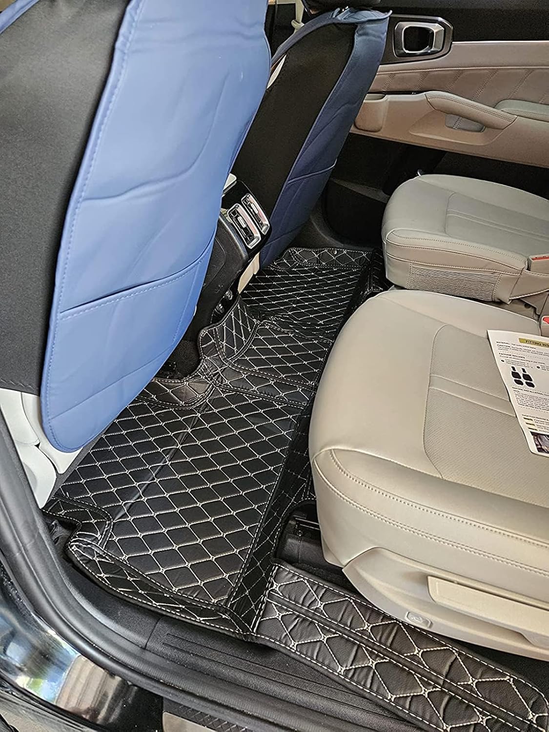 Custom Car Floor Mat Compatible with BMW Mercedes-Benz Toyota Cadillac Lexus Honda Infiniti Nissan Hyundai Kia Audi All Models Cars Sedans SUVs Automotive Mats (Beige Stripe)