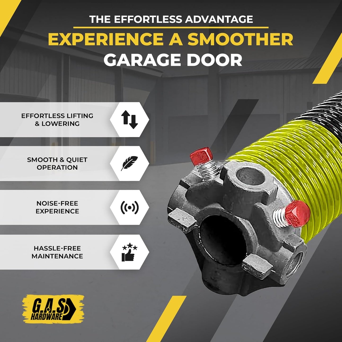 Garage Door Torsion Spring 207x1.75x31 Includes 1” Steel Bearing, Non-Slip Gloves, and Winding Bars for Left Side of Garage Door Precision E-Coating 5-Year Warranty Min. 30,000 Cycles (Red Cone)