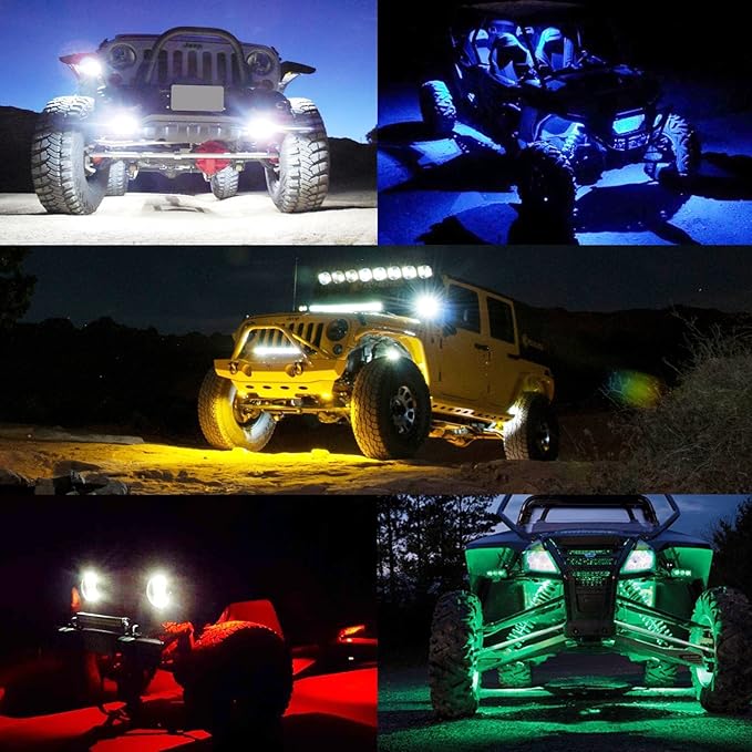 2 Pods LED Rock Lights, Ampper Waterproof LED Neon Underglow Light for Car Truck ATV UTV SUV Offroad Boat Underbody Glow Trail Rig Lamp (Blue)