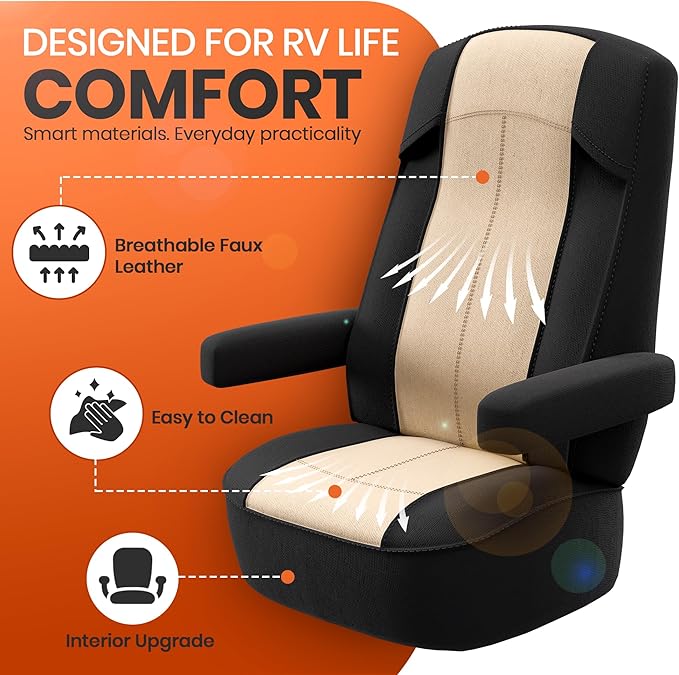VALUN RV Seat Covers (2 Pack) – Captains Chair Seat Covers for RV Captain Chair & Motorhome Chairs, Universal Fit RV Chair Covers for Camper, Trailer, Van, Protects Against Dirt, Spills & Wear