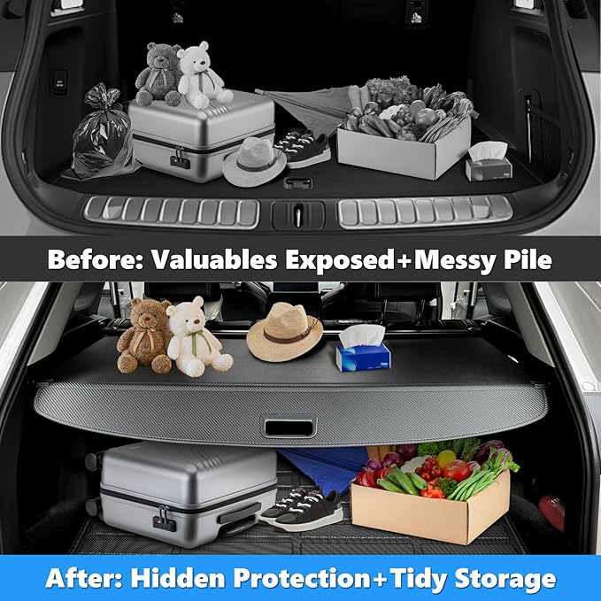 MIALUTY® Cargo Cover for 2022-2026 Kia EV6 Retractable Trunk Cover EV6 Accessories Anti-Peeping Anti-Theft Privacy Screen,Trunk Luggage Shield Shade Carbon Fiber Texture