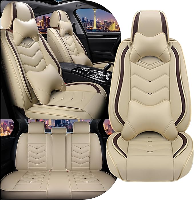 CTDS Car Seat Covers for Jeep Grand Cherokee L 2021-2026, Stylish Sport Seat Cover, Premium Nappa Leather Car Seat Cover. Automobile Seat Covers Sets.(Luxury 5 Seats/Beige)