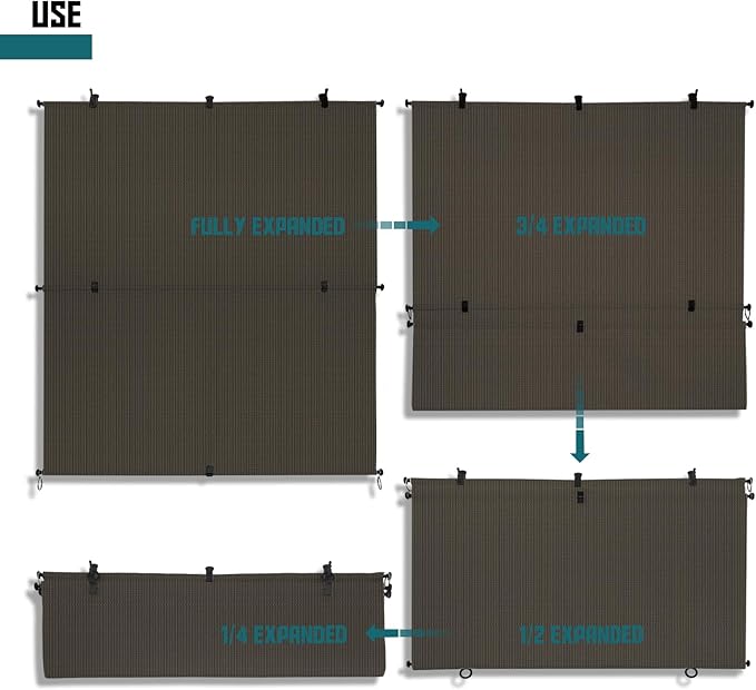 Bynbbur 4'W x 11'H Outdoor Patio Shades Foldable Roller Blinds, 220 GSM Sun Shade Roll Up Porch Screens Exterior Shade Cloth for Deck Pergola Backyard, Brown