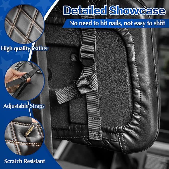NOKINS Golf Cart P-P Diamond Leather seat Cover for it Club Car Precedent/Tempo/Onward Premium,No Stapler Required, Golf Cart Vinyl Replacement Seat Cover.Black&Brown Stitching