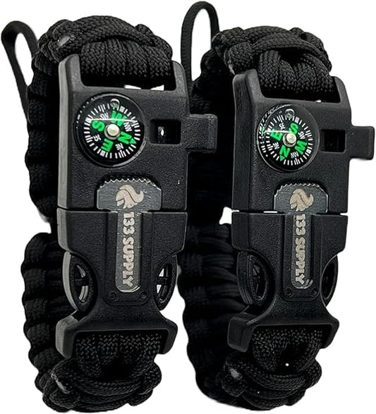 Paracord Bracelet Compass Hiking Survival Kit Emergency Whistle Fire Starter Camping Gear Hiking Essentials Fishing Hunting Accessories EDC Backpacking Gear Tactical Survival Gear Equipment